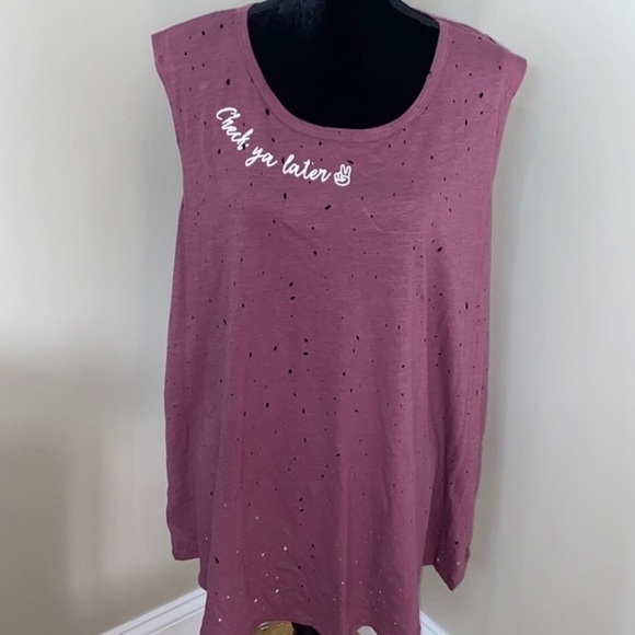 Hiatus Nordstrom Distressed Crew Tank Top Tee 2X - Picture 4 of 9